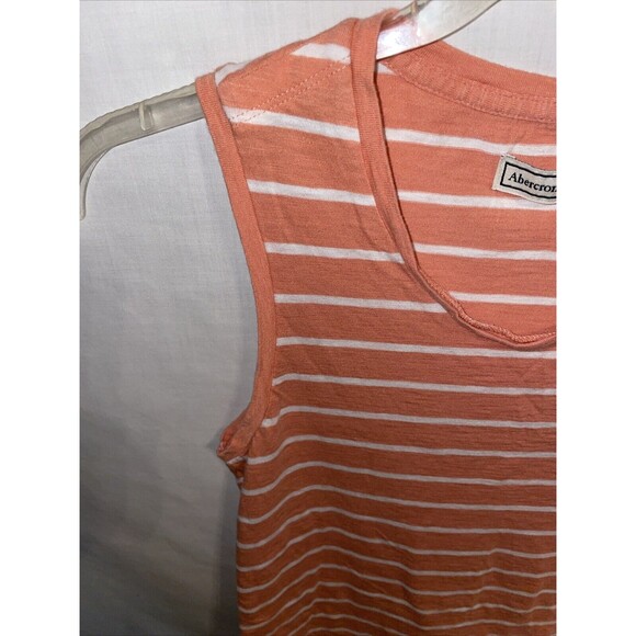 Abercrombie & Fitch Women’s Comfort Tank Shirt Sz X Small Orange Striped Casual - Picture 5 of 12